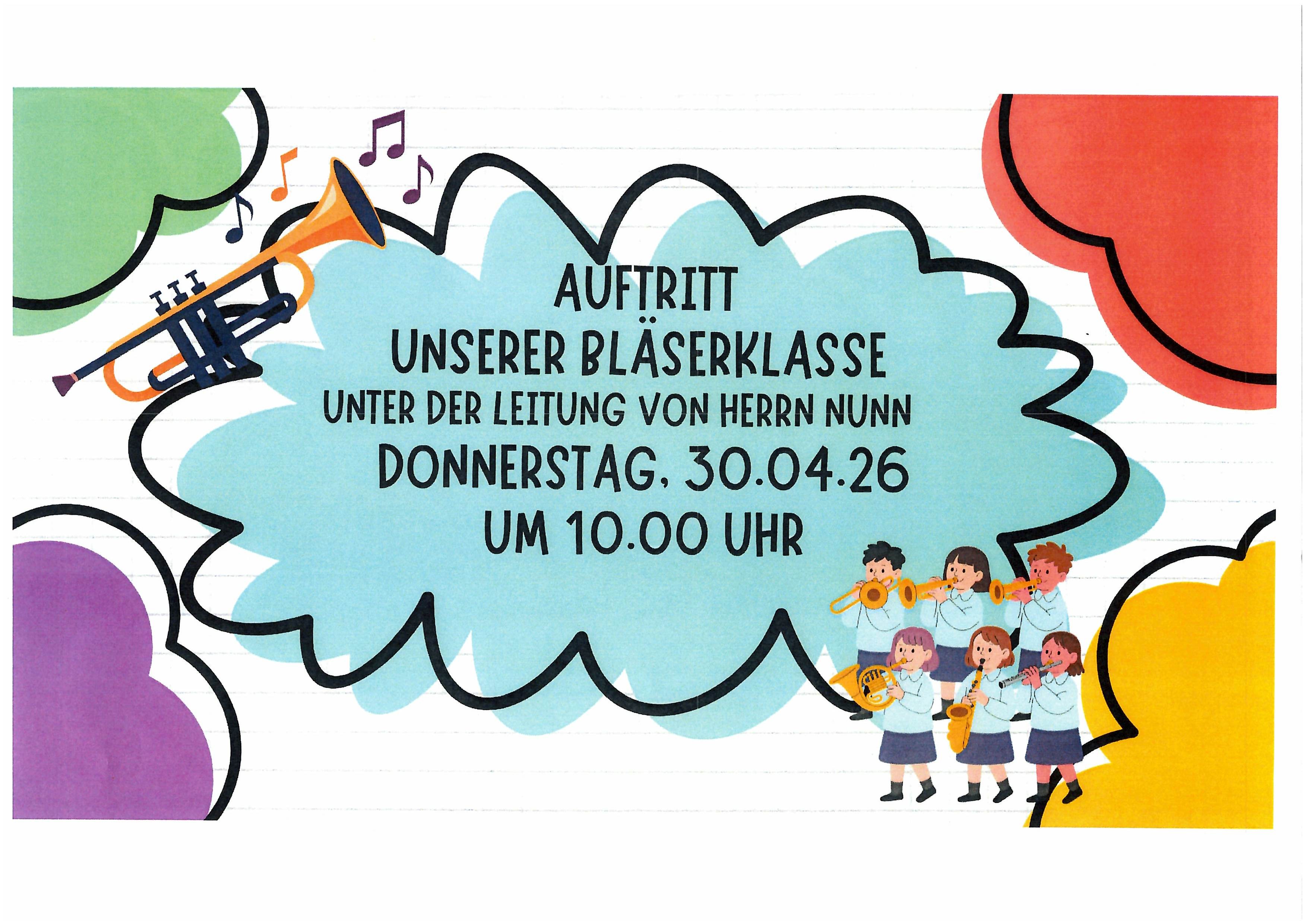 Auftritt Bläserklasse unter Leitung von Herrn Nunn